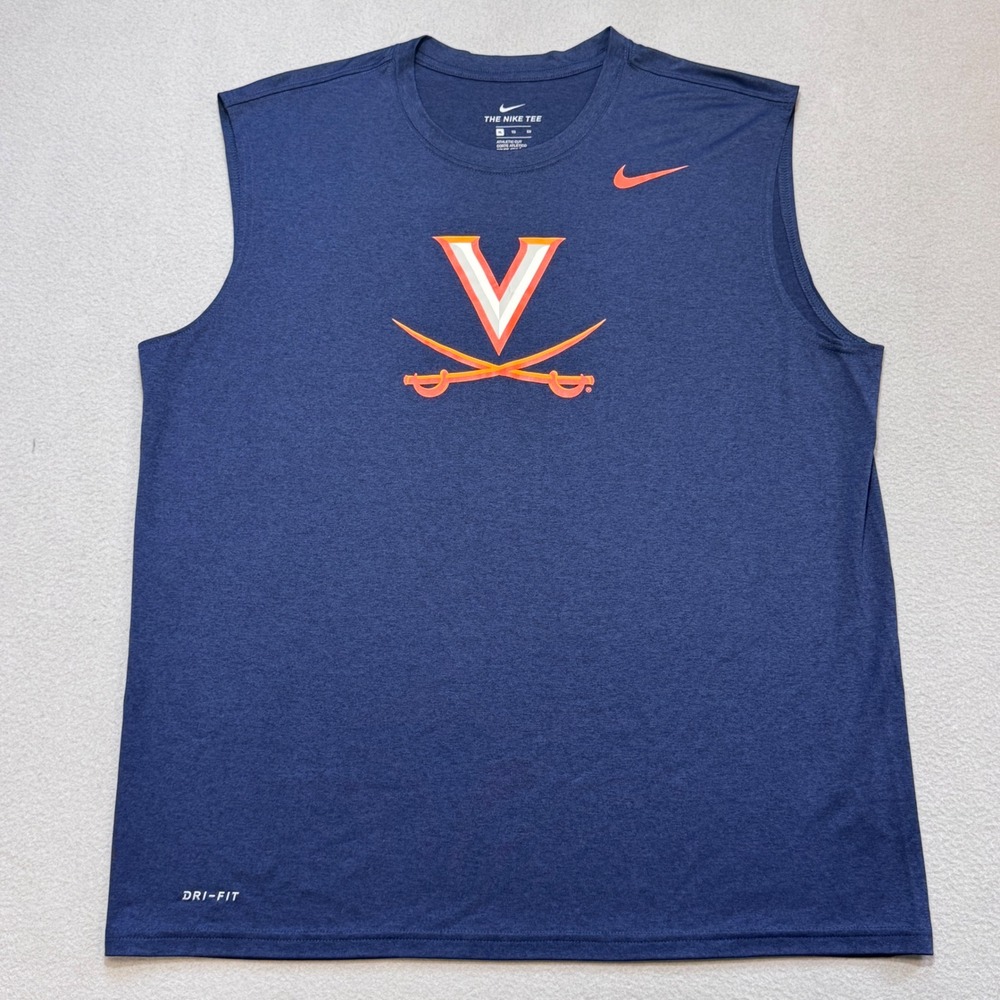 NIKE Legend SL Virginia Cavaliers Tank Top Men XL Navy Blue Dri-FIT Tee NCAA UVA